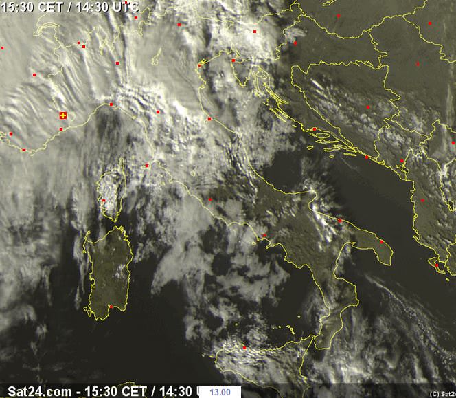 Temporali e piogge al Nord Italia - sat24.com