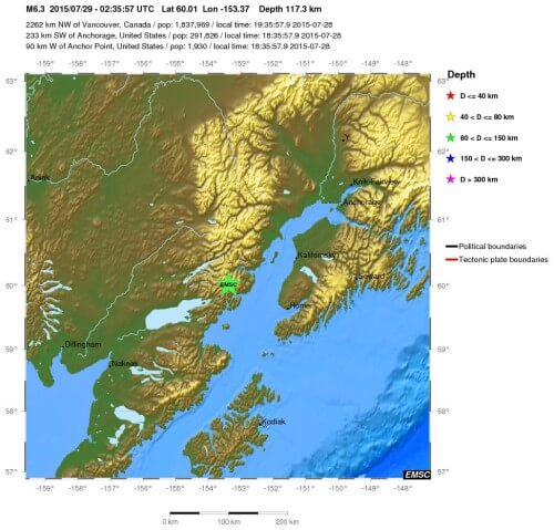 Forte scossa di terremoto in Alaska, magnitudo 6.3 Richter