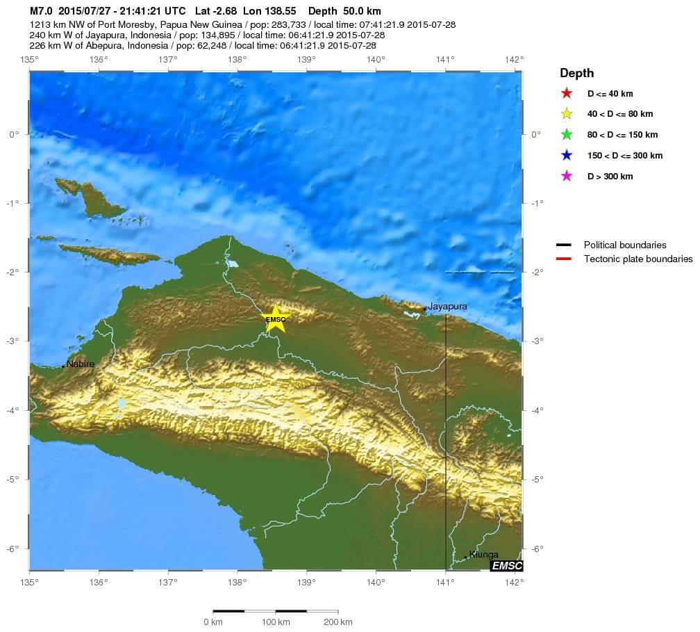 Violenta scossa di terremoto a Papua-Nuova Guinea, magnitudo 7.0 della scala Richter