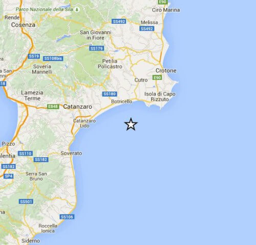 Scossa di terremoto a largo della Calabria, magnitudo 3.1 Richter