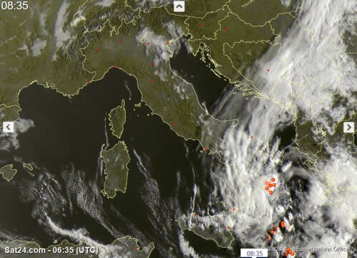 Possibile ciclone mediterraneo in formazione sul Mar Ionio