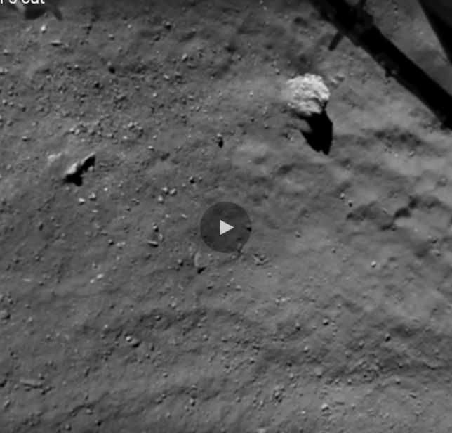 Il video dell’atterraggio della sonda Philae sulla superficie di una cometa