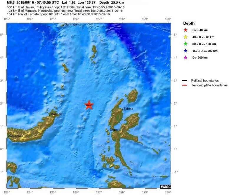 Terremoto Isole Mollucca; magnitudo fissata a 6.3 Richter