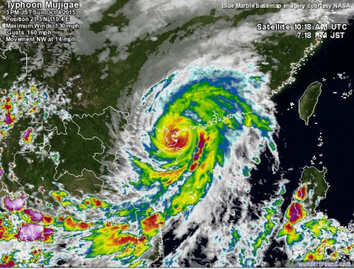 Tifone Mujigae sulla Cina, previsto landfall in una delle zone più popolose del paese