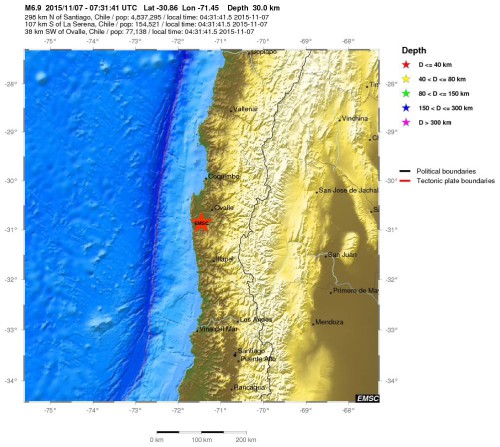 Terremoto Cile: doppia scossa di magnitudo 6.9 – 6.0 Richter, non ci sono vittime