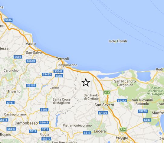 Terremoto oggi Puglia, magnitudo 3.1 a Nord di Foggia e Lucera