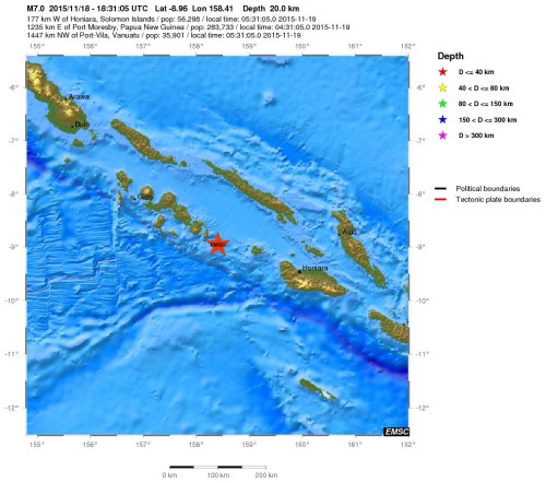 Terremoto oggi alle Isole Salomone, magnitudo 7.0 Richter, no allarme tsunami