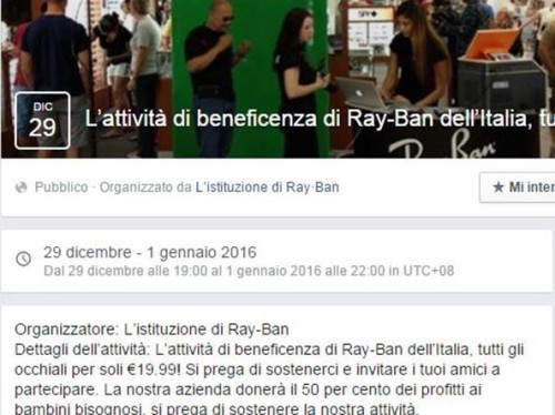 Virus Facebook: come riconoscere il link infetto di Ray-Ban