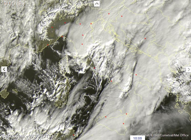 Italia dal satellite: forti piogge e temporali su molte zone