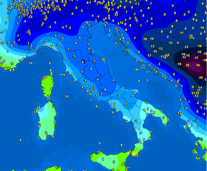 Freddo intenso stamane sull’Italia, fino a -10°C al Nord