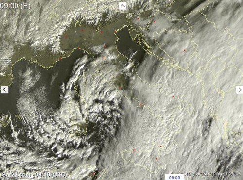 Satellite live, irrompe il freddo, nevica in Sardegna