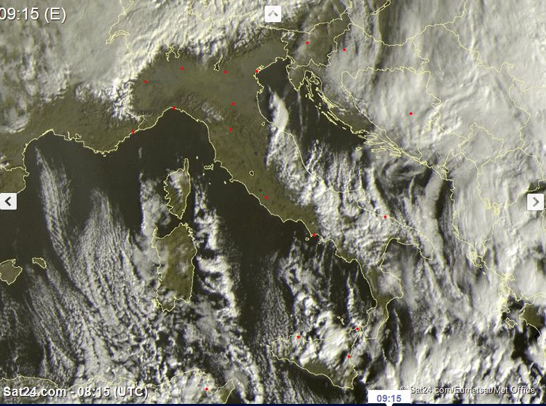 Satellite live, piogge e nevicate tra Sicilia e adriatiche