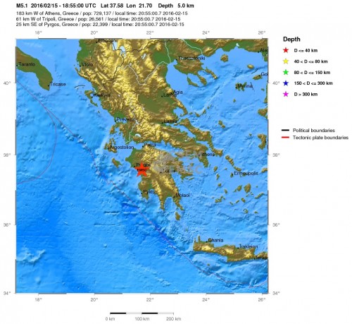 Terremoto Grecia, scossa di magnitudo 5.1 Richter non lontano dall’Italia