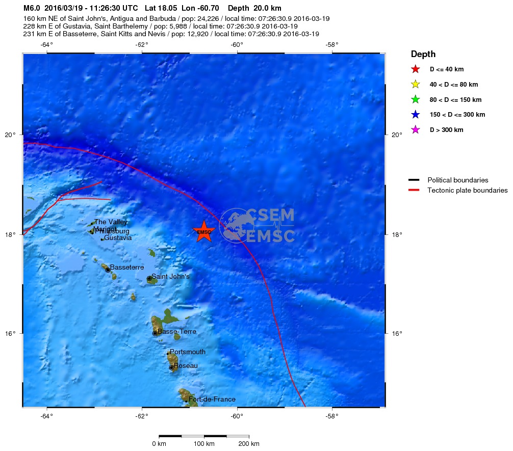 Terremoto Caraibi: forte scossa M 6.0 Antigua e Barbuda