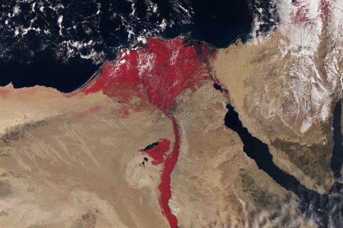 Nilo color rosso sangue: l’immagine dallo spazio di Sentinel-3A