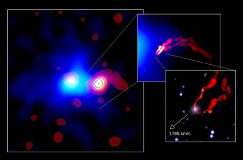 Spazio: la folle corsa del buco nero verso un ammasso di galassie