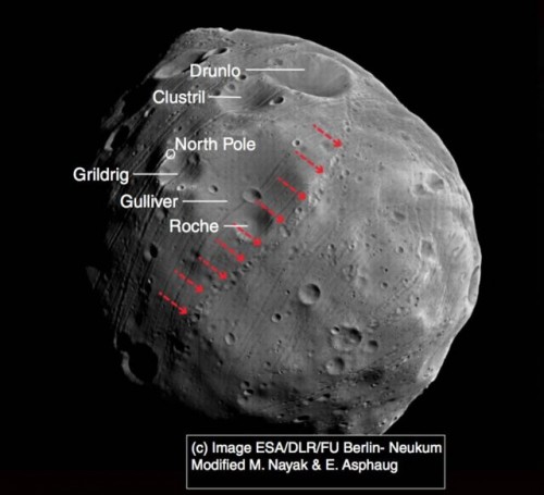 Marte: l’immagine in dettaglio della luna Phobos