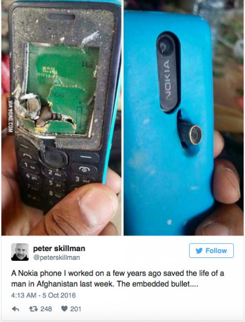 Nokia ferma proiettile e salva la vita ad un soldato