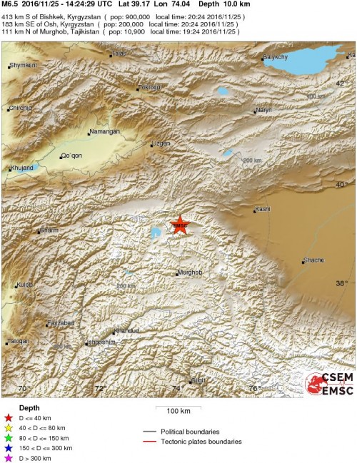 Terremoto Cina-Tajikistan-Kyrgyzstan: fortissima scossa di magnitudo 6.5 Richter