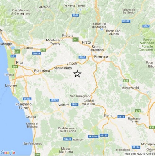 Terremoto Toscana 1 Novembre 2016: scossa magnitudo 3.1 avvertita a Firenze