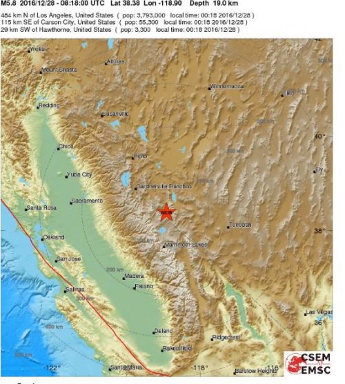 Terremoto Nevada, USA: sciame sismico con scosse molto forti