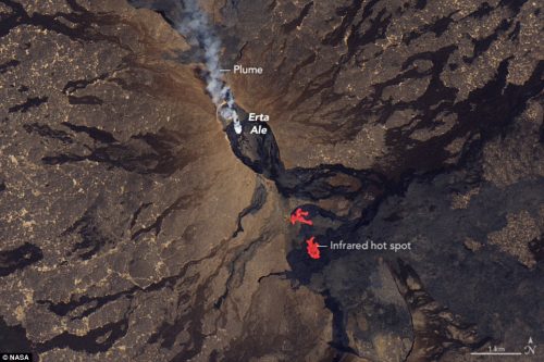 Erta Ale:  cresce il livello dei laghi di lava, osservate nuove spaccature
