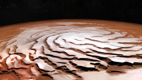 Marte, le spettacolari spirali della calotta del polo nord