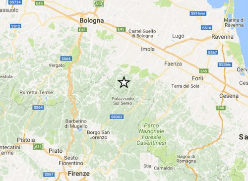 Terremoto Bologna: scossa nell’Appennino con epicentro a Castel del Rio