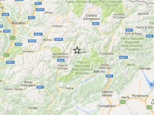 Terremoti nord Italia: scossa M 3.6 nel Bellunese e due repliche M 2.6 e 3.1