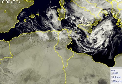 Possibile ciclone mediterraneo/medicane in formazione sul Mar Ionio