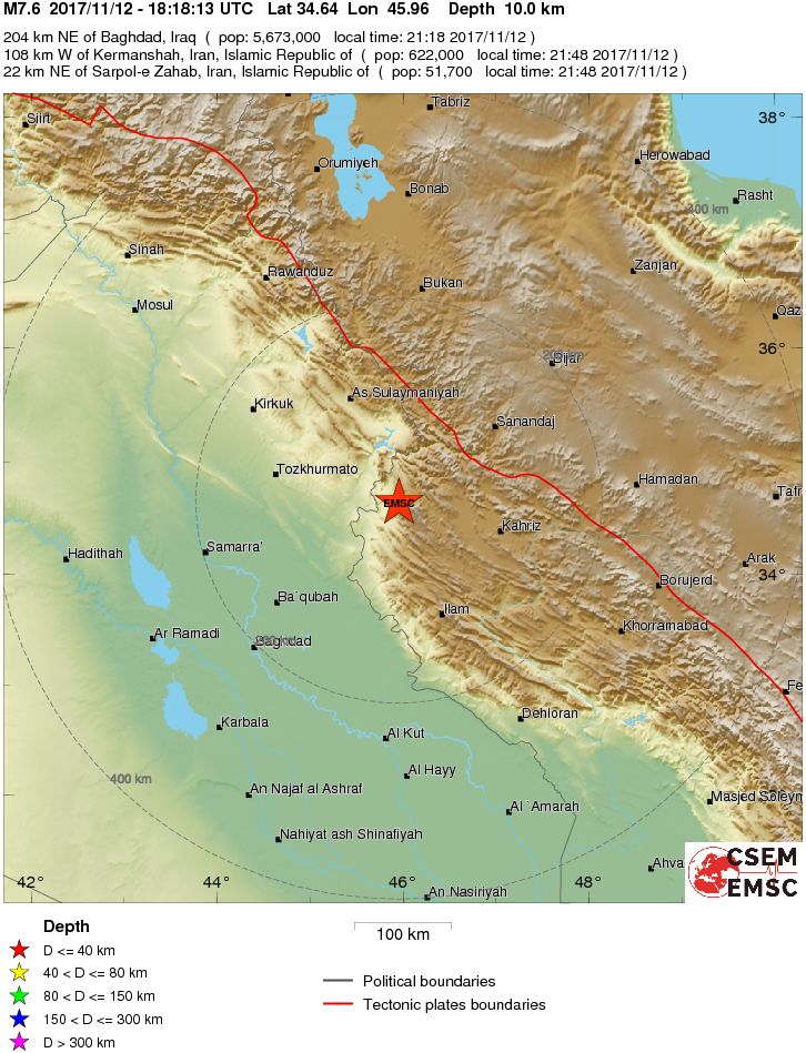 Terremoto Iran Iraq: violentissima scossa di magnitudo 7.6 Richter
