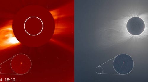 Una cometa si è disintegrata sul Sole durante l’eclissi totale. Il video