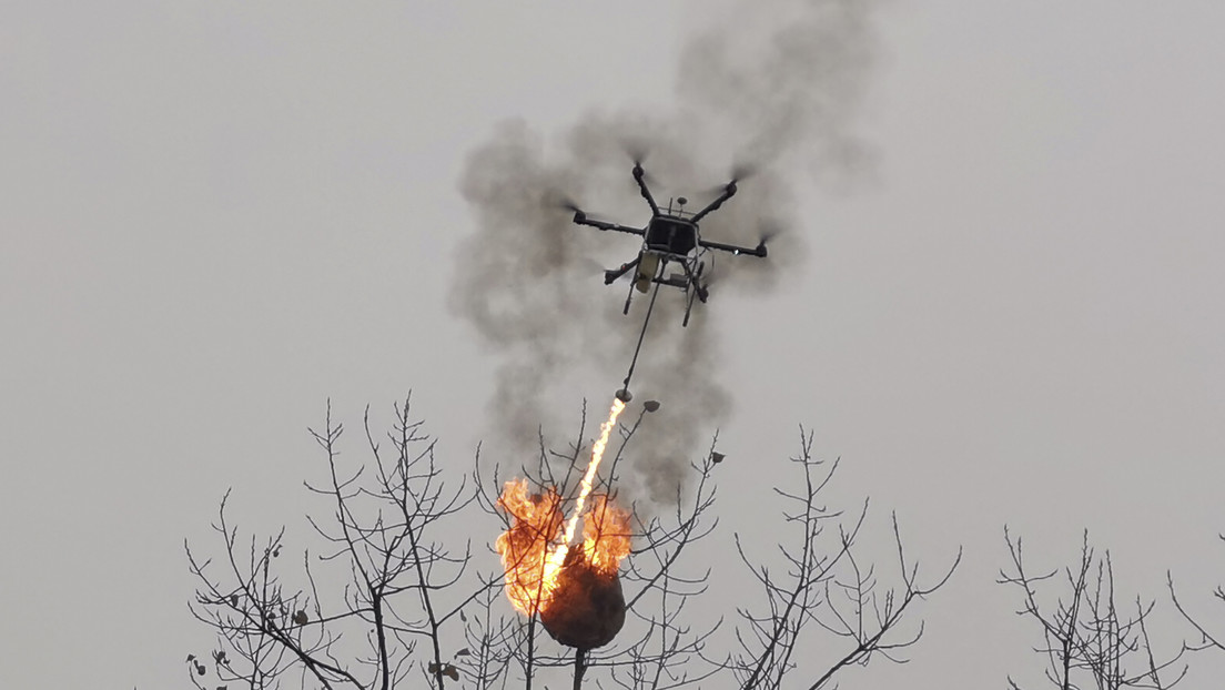 Cina: un drone con lanciafiamme per combattere i nidi di calabrone. Il video