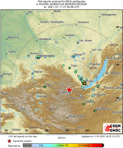 Terremoto tra Russia e Mongolia: potente scossa di 6.7 gradi
