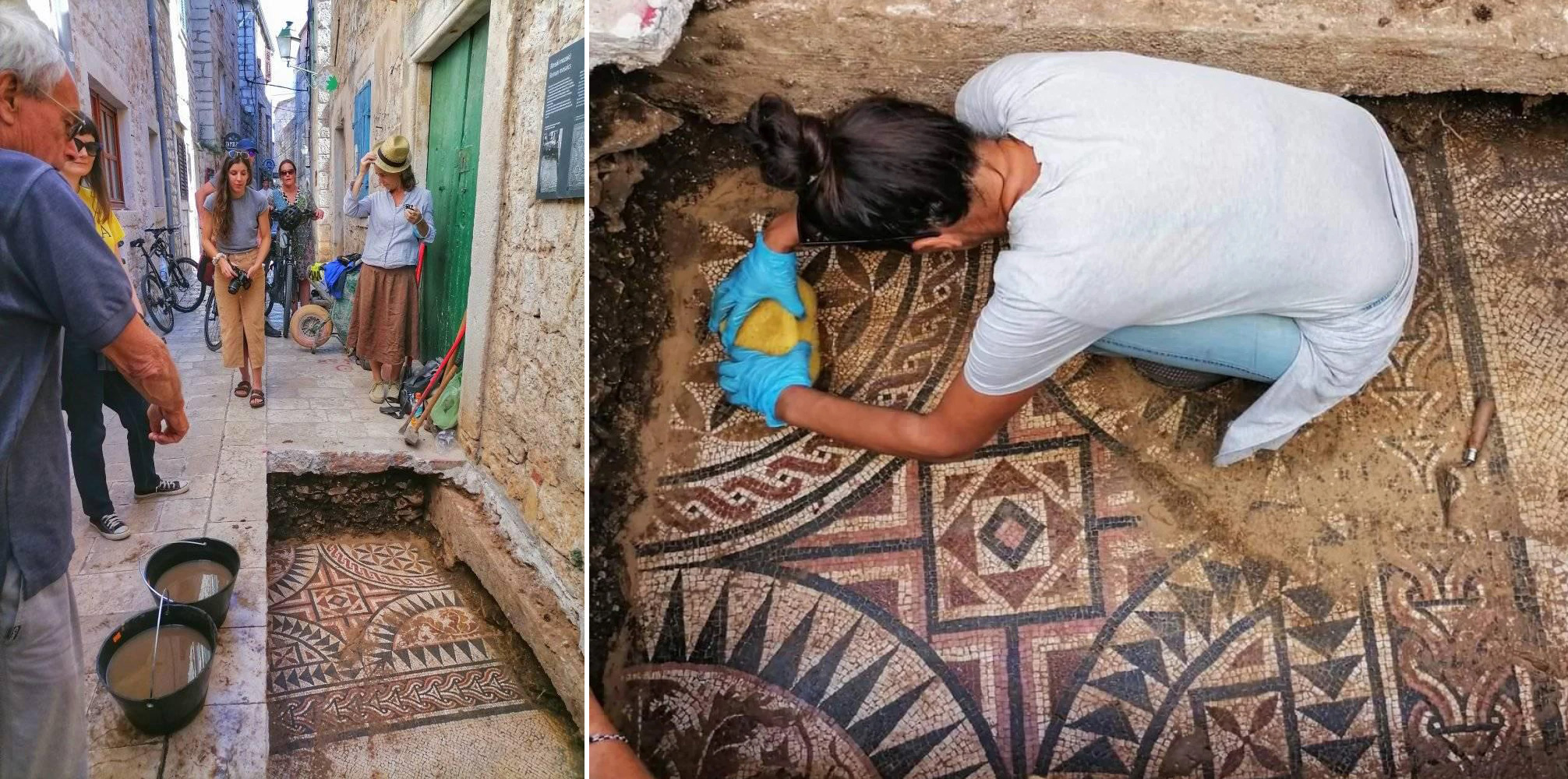 Croazia: eccezionale mosaico romano emerge da una stradina di Hvar