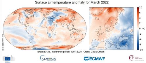 Clima: il mese di marzo 2022 è stato il quinto più caldo mai registrato