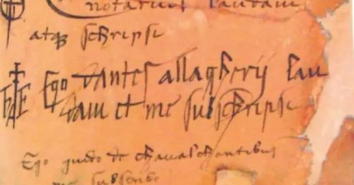 La firma di Dante Alighieri scoperta su un documento del 1295: ‘Scoperta eccezionale’