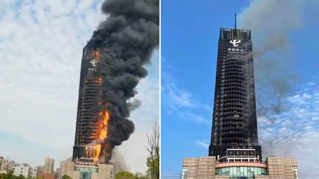 Cina: un grattacielo va completamente a fuoco in pochi minuti. Il video