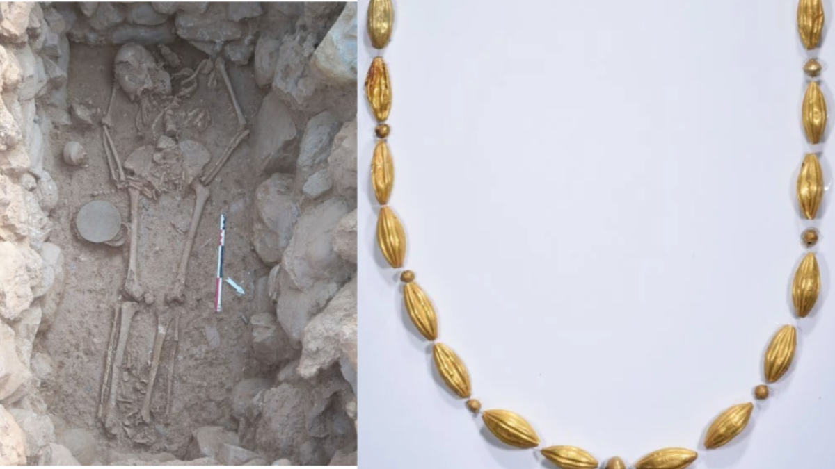 Eccezionale scoperta: scheletro di epoca minoica e splendida collana rinvenuti a Creta