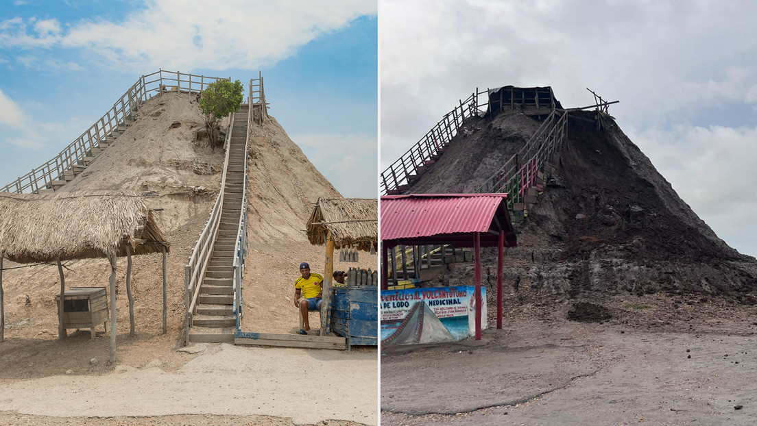 Crolla una parte del vulcano Totumo in Colombia