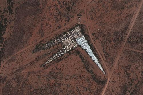 Immagine satellitare di un obiettivo di calibrazione ottica presso Fort Huachuca, in Arizona.