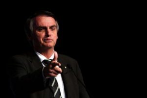 SÃO PAULO, BRASILE. L'ex presidente del Brasile JAIR BOLSONARO durante la partecipazione al Forum Unica 2018.