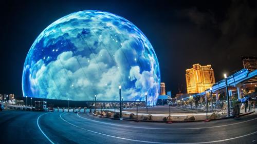 Las Vegas, Nevada, USA, 25 agosto 2023: la sfera MSG si illumina a Las Vegas, Nevada.