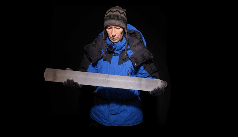 Professor Margit Schwikowski holding an ice core collected at Grand Combin, Swizterland. Vital as the cores are for understanding our climate history, some are failing because the ice is melting faster than expected.