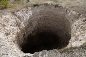 A big sinkhole in the ground