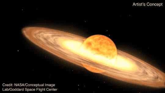 Sequenza completa di come T Coronae Borealis potrebbe apparire mentre passa dal dominio della luce del sistema del gigante rosso all'esplosione della nana bianca.