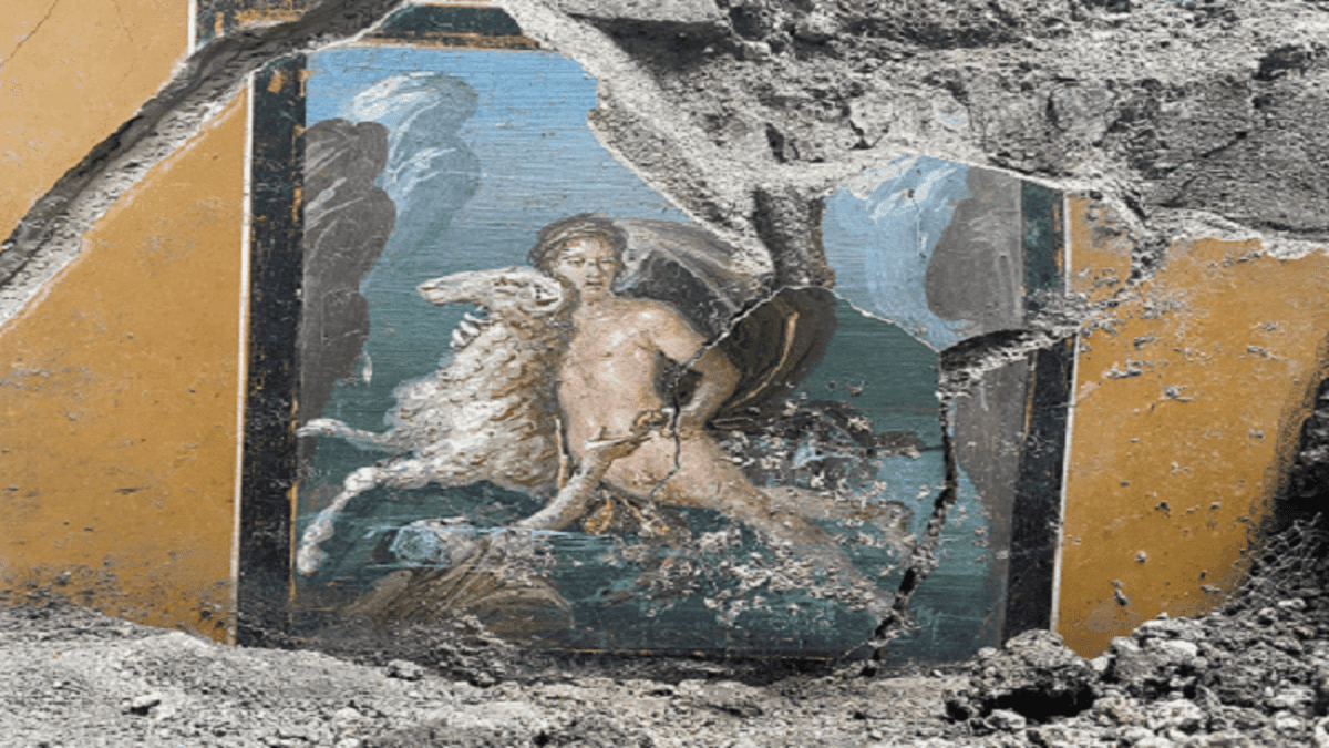 Scoperto a Pompei un affresco raffigurante mito greco di Frisso ed Elle