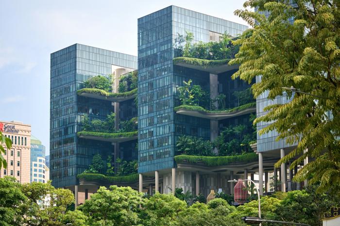 Una struttura urbana verdeggiata a Singapore.