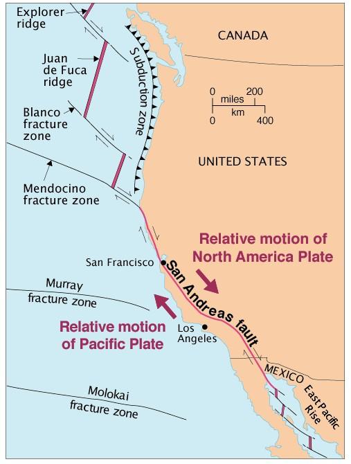 Mappa della Faglia di San Andreas in California, USA. Mappa della Faglia di San Andreas in California, USA.