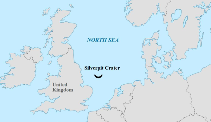 Dove troverai il cratere Silverpit nel Mare del Nord (vicino all'estuario dell'Humber in Inghilterra)